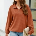 thumbnail image 4 of Sweatshirts without Hood,Women V Neck Long Sleeve 1/4 Zipper Turndown Collar Pullover Tshirt Fall Winter Casual Loose Blouses Elegant Fashion Tops Preppy Clothes Cute Teen Girls Outfits S-XXL, 4 of 5