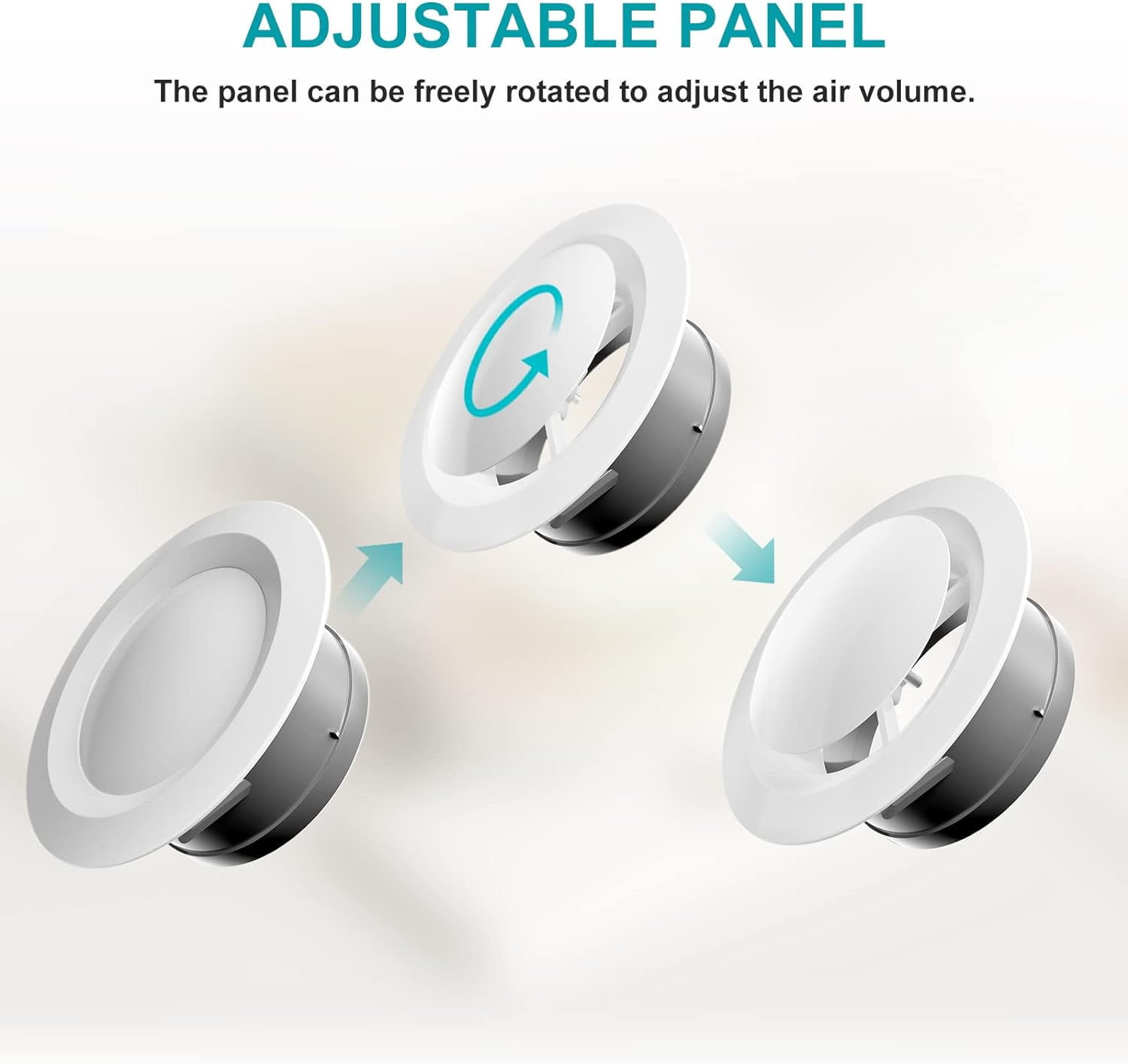ABCISI 6 Inch Soffit Vent, Adjustable Air Vent Cover, ABS Round Ceiling Vent Covers for Living Room, Attic, Bathroom, Kitchen, Ventilation Use, White - Opening Size 5.66", 2 Pack