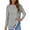 Grey, variant on Women's Loose Fit Casual Buttoned Round Neck Long Sleeve Tee Stylish & Comfortable Daily Wear Womens Hiking Shirts Top Striped Womens Shirt Athletic T Shirt Women Women Long Sleeve Shirts Long Sleeve
