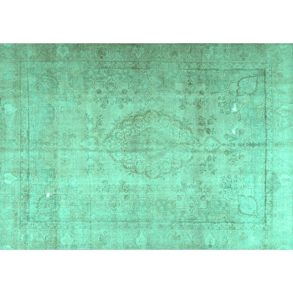Ahgly Company Machine Washable Indoor Rectangle Persian Turquoise Blue Traditional Area Rugs, 5' x 7'