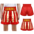 thumbnail image 5 of Hansber Kids Boys Sparkle Boxing Trunks Kickboxing Fight Match Muay Thai Training Boxer Shorts Red Gold 12, 5 of 6