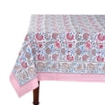 thumbnail image 2 of Ridhi Pigeon Blue 60x90 Inches Rectangle 100% Cotton Hand Block Print Tablecloth Washable Halloween Thanksgiving/Christmas Parties/Wedding Use,Fall décor Farmhouse Dining Dinner Tablecloth, 2 of 4