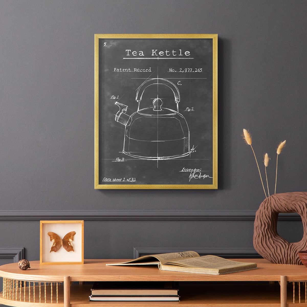 Morning Routine V Framed Print in Gold Solid Wood Framed Print No Nail Hanging