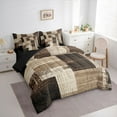 thumbnail image 3 of Manfei Modern Geometeic Square 7-Piece Bedding Comforter Set,Abstract Plaid King Bedding Sets,Brown Beige Bed Sheets For Teens,Breathable Home Decor Reversible, 3 of 8