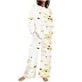 thumbnail image 2 of Puntoco Traje De Pantalón Y top De Cuello Redondo De Manga Larga Con Estampado Informal De Verano Para Mujer Amarillo Xxxl, 2 of 5