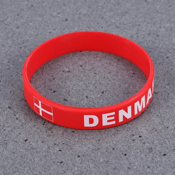 ROMANSENTIAL 6Pcs Red Silicone Circular Wrist Bands for Soccer Fans Wristbands for Adults