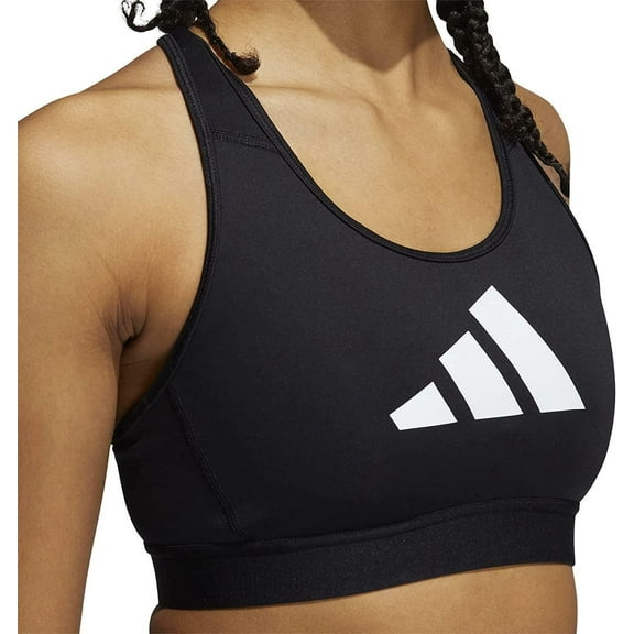 Adidas Womens Black Don't Rest 3 Bar Logo Racerback Padded Sports Bra Sz XS $40