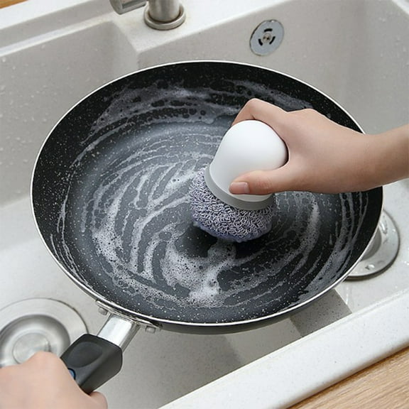 Grrvtrz Replaceable Pot and Dishwashing Brush Bio-based Environmental Friendly Fiber Cleaning,Sweeping,Cleaning Supplies
