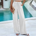 thumbnail image 2 of Lumtrix Striped Palazzo Pants for Women Casual Dressy Wide Leg Trousers High Waisted Boho Beach Lounge Flowy Pants White S, 2 of 7