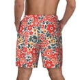 thumbnail image 2 of Lsque Mens Swim Trunks Small Coral Red Flowers Pattern - Bathing Suit Compression Liner - Beach Swim Shorts Swimwear - (S-3XL) - Stretch Quick Dry -Small, 2 of 9