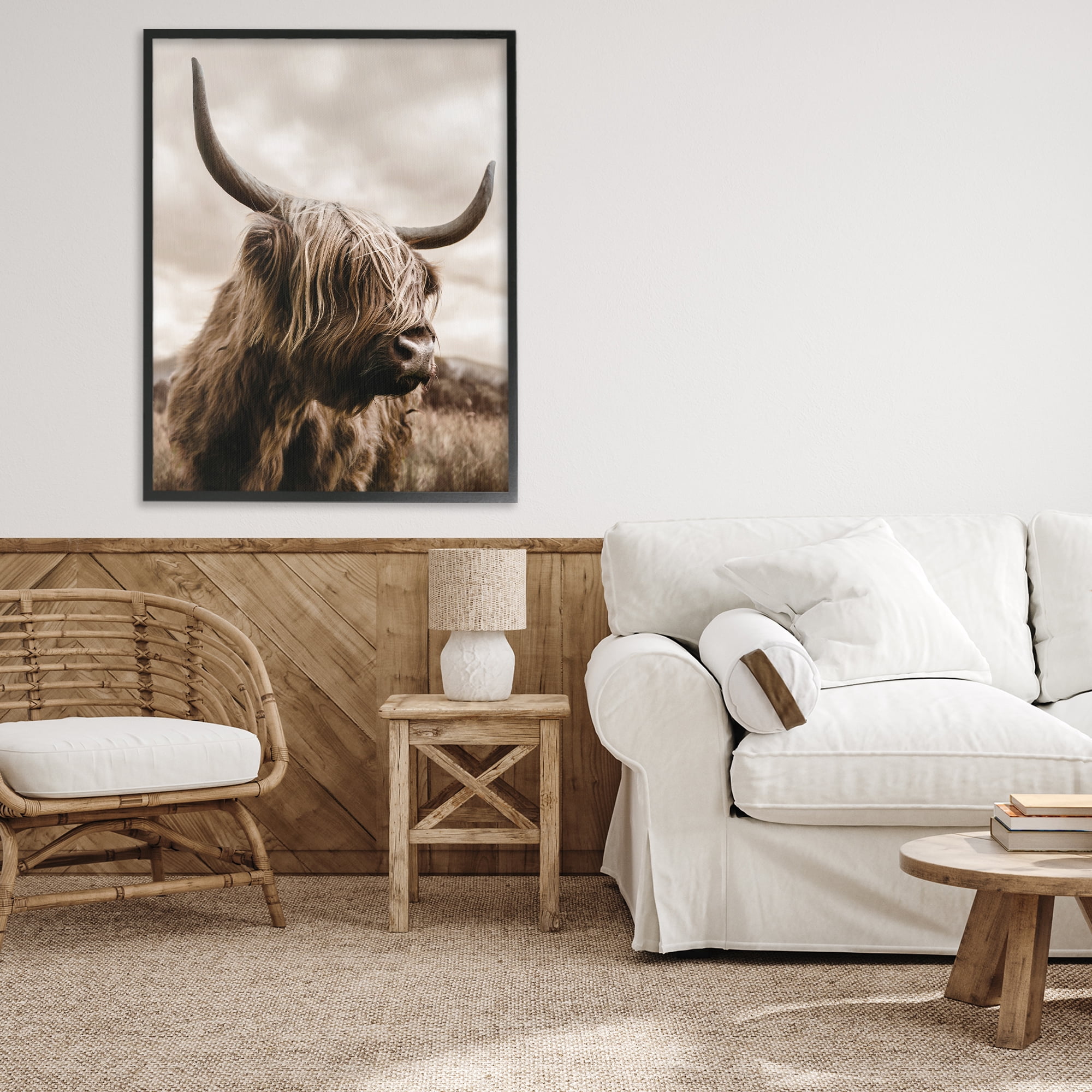 Stupell Industries Highland Cow on Windswept Moor Black Framed Giclee Art, design by CAD Designs
