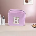 thumbnail image 5 of Unique Bargains 1 Pc Letter H Pattern Makeup Bag for Travel Pink Purple Corduroy, 5 of 6