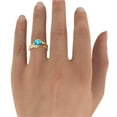 thumbnail image 2 of 14K Yellow Gold 1 CT Aquamarine Ring Flower Leaves Leaf, 2 of 7