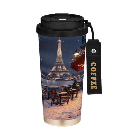 BZSMCE Coffe Bottles Stainless Steel Travel Mug With Fasshion Winter Wonderland Printed
