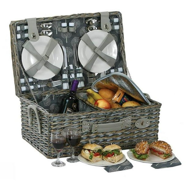 Picnic Plus PSB474GR Nantucket 4 Person Picnic Basket Gery Walmart