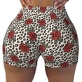 thumbnail image 2 of Daiia Leopard Print Rose Pattern Women's Workout Shorts Biker Shorts - High Waisted Workout Spandex Tummy Control Gym Running Yoga Shorts-XX-Large, 2 of 8