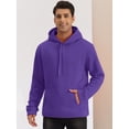 thumbnail image 3 of Sudadera con capucha con forro de felpa para hombre Sudaderas con capucha de manga larga sólida con bolsillo Púrpura S, 3 of 5
