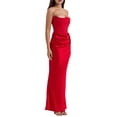 thumbnail image 3 of Women'S Bodycon Dress with A Cinched Waist Strapless Design Off-the-Shoulder Style with Boning Red XS, 3 of 9