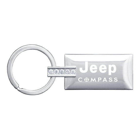 Jeep Compass Jeweled Rectangular Key Ring (Silver)