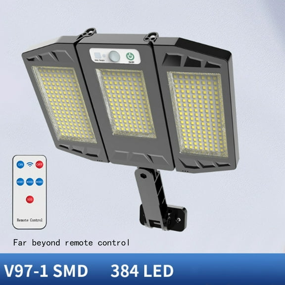 Herrnalise Solar Street Light, IP65 Waterproof, Dusk To Da-wn With Motion Sensor LED Security Flo-od Light For Parking Lot, Remote Control With 384 SMD Lamp Beads Clearance Home Supplies