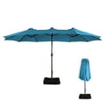 thumbnail image 3 of 15ft Large Patio Umbrella with Solar Lights, Double-Sided Outdoor Market Rectangle Beach Umbrellas with 36 LED Lights, Umbrella Base (Stand) Included, 3 of 8