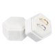 thumbnail image 1 of Caja de anillo de terciopelo Uxcell, caja hexagonal de almacenamiento para anillos con 2 compartimentos, soporte para anillos para propuesta, compromiso, ceremonia de boda (blanco), 1 of 7