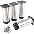 thumbnail image 1 of Patas para muebles Patas para muebles, altura ajustable de la pata de la cocina 4 piezas Pies de mesa de pata de gabinete de sofá de acero inoxidable de metal redondo (50 * 150 mm), 1 of 4