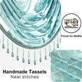 thumbnail image 4 of VOGOL Blue Jacquard Waterfall Valance Curtain, Beaded Tassel Floral Sheer Drapery, 43x39 Inches, Fresh Coastal Window Decor, 4 of 7