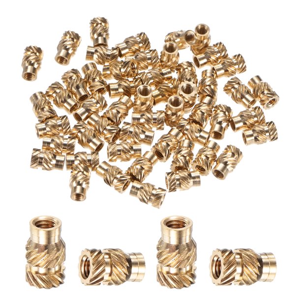 Uxcell 50-Pack Insertos Roscados - Tuercas de Inserción de Latón M3 x 8 mm con Calor 5 mm OD