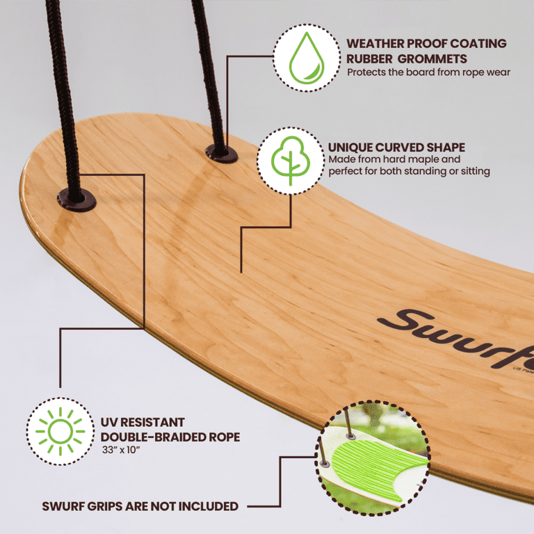 Swurfer The Original Stand up Surfing Swing, Wooden Outdoor Swing