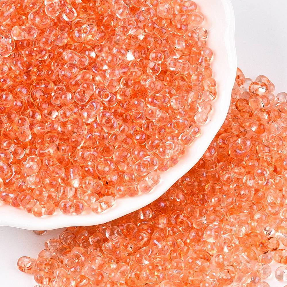 1Pound Spray Painted Glass Seed Beads Peanut Light Salmon 6~6.5x4x3mm Hole: 1.4~1.5mm 4000pcs/pound