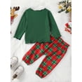 thumbnail image 4 of Newborn Baby Girls 2Pcs Christmas Outfits Long Sleeve Ribbed Tops + Plaid Pants Set, 4 of 8