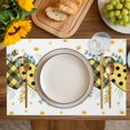 thumbnail image 4 of Summer Bee Love Placemats Set of 6, Daisy Floral Eucalyptus Leaves Rustic Placemats for Dining Table, Place Mats for Kitchen Tabletop, Waterproof Wipeable Dining Table Mats Set, 4 of 9