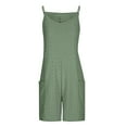 thumbnail image 4 of BLVB Women's Summer Romper Scoop Neck Sleeveless Overall Straight Leg Outfit Beach Vacation Jumpsuits with Pockets, 4 of 6