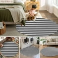 thumbnail image 6 of 6ft Round Rug, Boho Black Stripe Non-Skid Rubber Backing Large Area Rugs - Living Room Bedroom Home Office, Abstract Geometric White Minimalist Indoor Floor Mat Carpets Washable Rug, 6 of 9