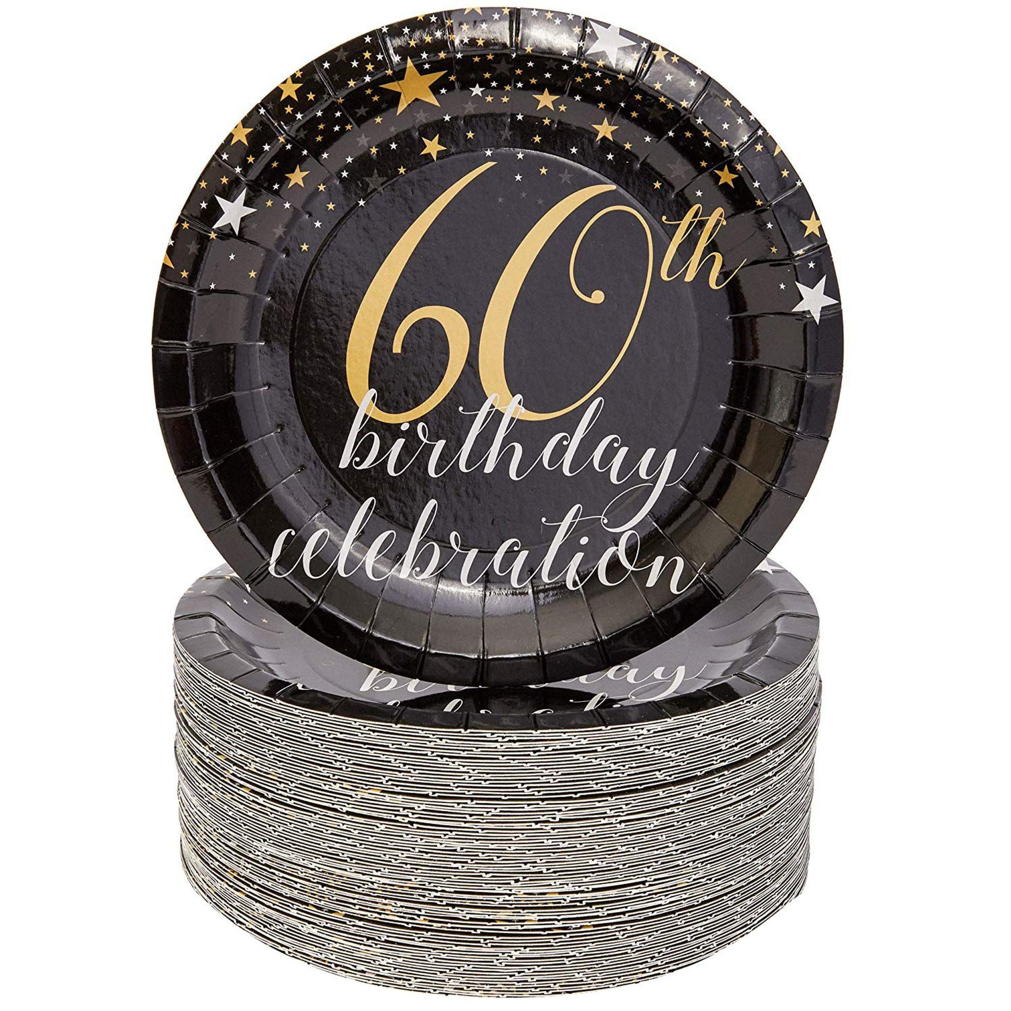 60Th Birthday Paper Plates (80 Count), 7 inches