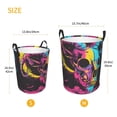 thumbnail image 3 of Balery Neon Gothic Skull Moon Cesta de ropa redonda con asas, impermeable, independiente, para ropa, juguetes, dormitorio y familia-Small, 3 of 6