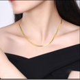 thumbnail image 4 of S925 silver flat snake high-grade clavicle light luxury knife chain temperament cold style design necklace-White+Golden-16+4cm, 4 of 6