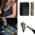 thumbnail image 6 of Renewold American Tribal Sunflower Brown Blue Car Seat Covers with Steering Wheel Cover Seat Belt Pad Armrest Pad Handbrake Cover Gear Shift Cover Washable Cup Coaster Holder Seat Cover, 6 of 7