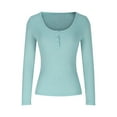 thumbnail image 5 of tarylea Oversized Tops for Women Chest Button Ribbed Knitted Tops Slim Fitted Solid Color Shirts Going out Tops, 5 of 6