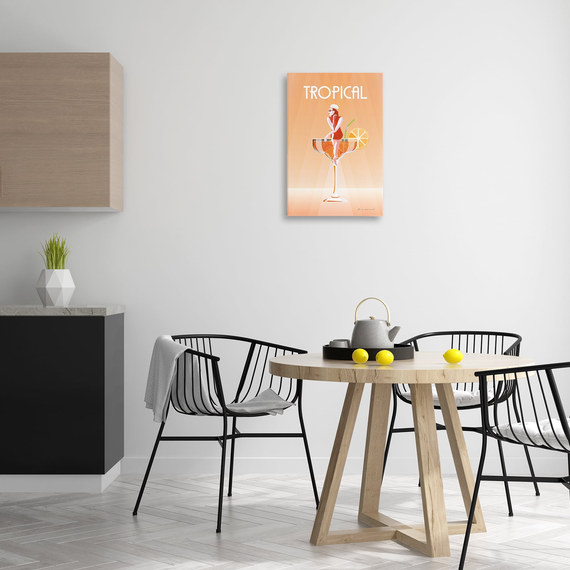 Stupell Industries Tropical Drink Girl Food & Beverage Painting Gallery Wrapped Canvas Art Print Wall Art, 16 x 24