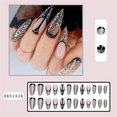 thumbnail image 2 of Fofosbeauty 24pcs Press on False Nails Tips,Almond Fake Nails,Almond Flash Dark Black Gold Glitter, 2 of 9