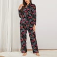 thumbnail image 2 of KLL Colorful Hawaii Palms Print Women's Long Sleeve Pajamas with Pants Sleepwear Loungewear 2 Set-Large, 2 of 7
