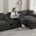 thumbnail image 5 of Wiilayok 162.6" U Shaped Sectional Sofa,Velvet Cloud Modular Sectional Sofa Couch Set with Double Chaise,Central Console,Cup Holder for Living Room,Gray, 5 of 10