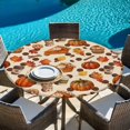 thumbnail image 6 of Round Table Cover 36-44 Inch Fall Pumpkins Waterproof Reusable Table Cloth Round Fitted Vinyl Tablecloth with Elastic Edged for Parties Outdoors, Pie Food Thanksgiving Maple Leaves, 6 of 9