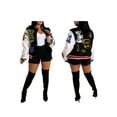 thumbnail image 5 of hirigin Women’s Baseball Jackets, Fashion Long Sleeve Letter Printed Button Down Bomber Jackets, 5 of 6