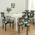 thumbnail image 2 of Floral Print Dining Chair Covers Set of 4 Lovely Tropical Flower and Leaves Pattern Washable Polyester Stretch Slipcovers Removable Seat Protector for Rustic Decor, 2 of 7