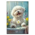 thumbnail image 3 of Funny Bathroom Wall Art CuteBichon Frise Dog Canvas Print Dog Bathtub Picture Humor Animal Artwork Painting for Restroom Bathroom, Sister Birthday Gifts, Christmas Gifts, 3 of 6