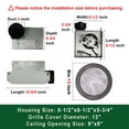 thumbnail image 5 of Akicon Ultra Quiet Bathroom Exhaust Fan with LED Light 80CFM 2.0 Sones Round Bathroom Ventilation Fan with Frosted Glass Cover Oil Rubbed Bronze, 5 of 5