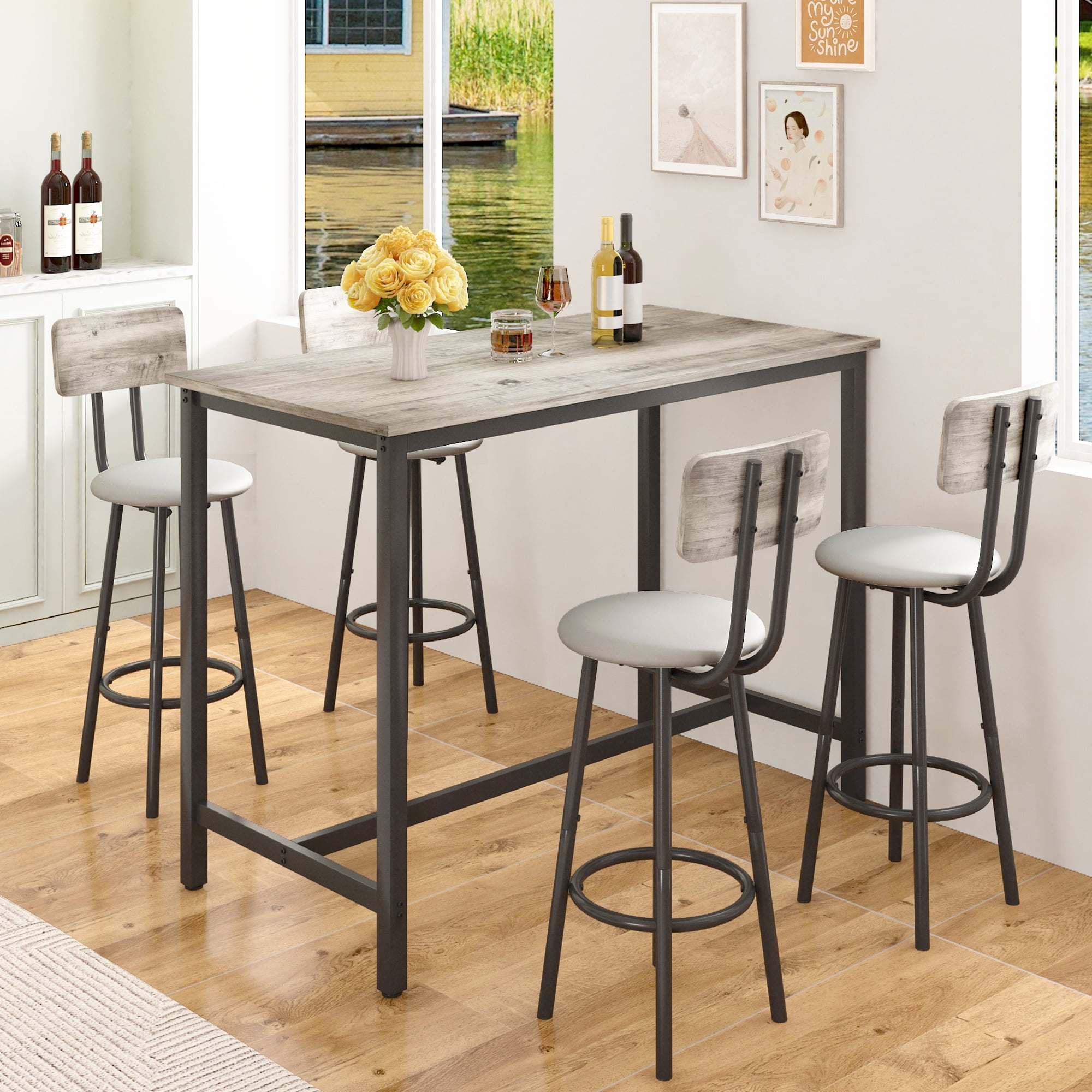 Counter High Dining Table Set Modern 5 Pieces Pub Table Set